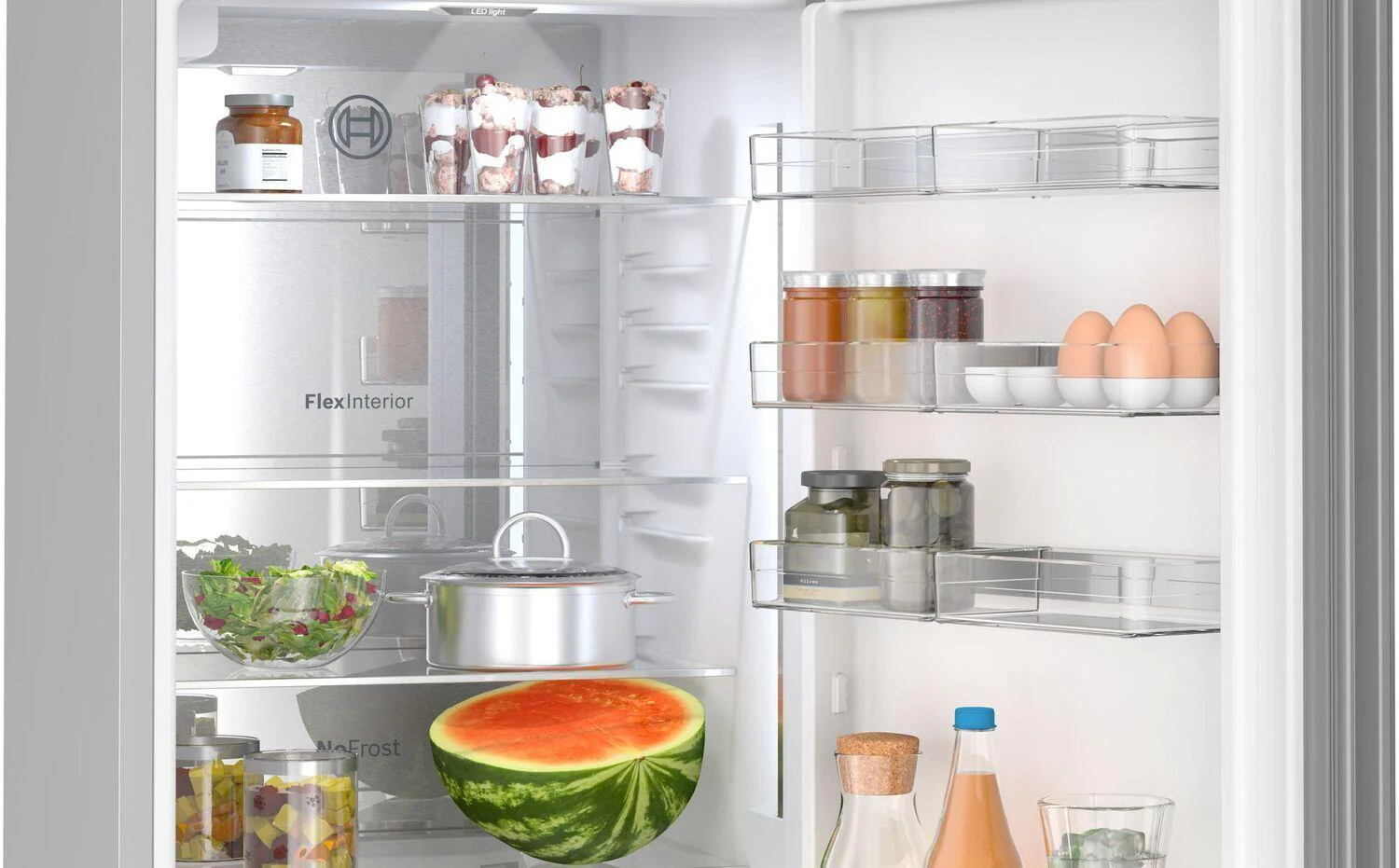 Bosch B24CB80ESW 800 Series, free-standing fridge-freezer with freezer at bottom, glass door, 24'', White, Total No Frost - Image 5