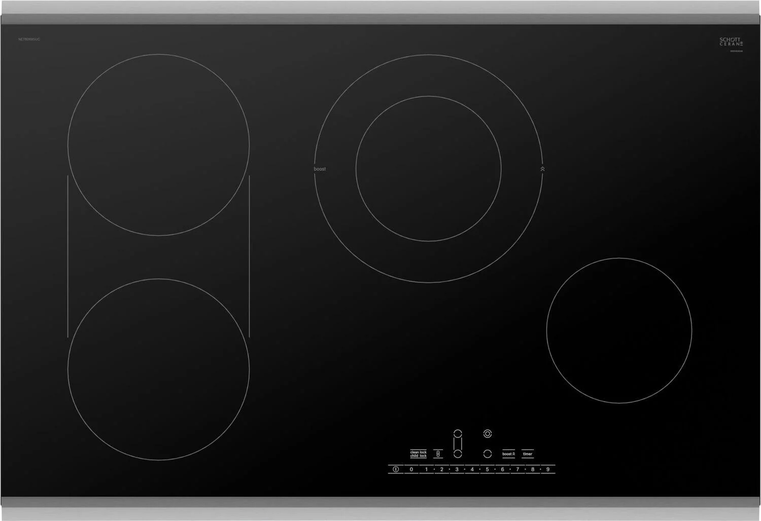 Bosch NET8069SUC 800 Series Electric Cooktop 30" Black, surface mount with frame