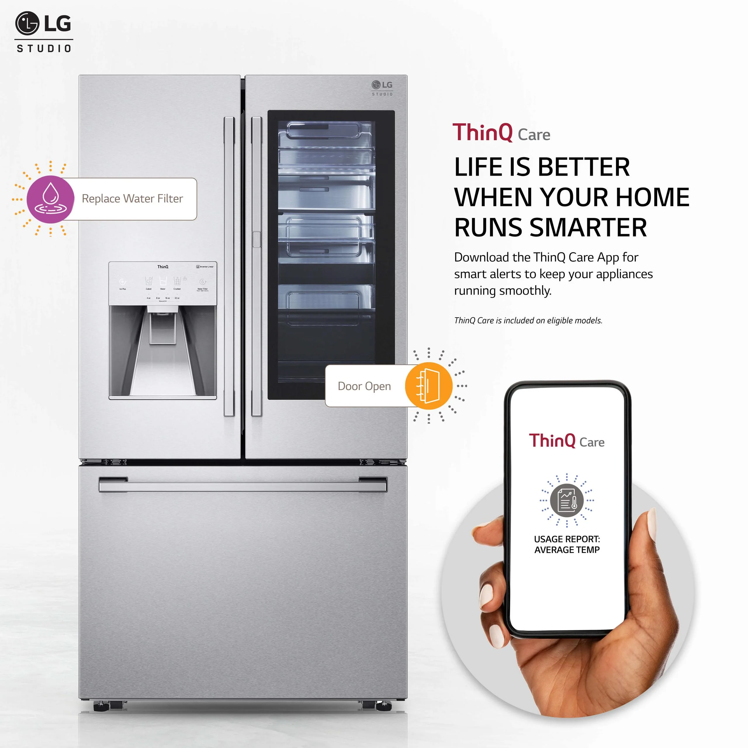 SRFVC2416S LG STUDIO 24 cu. ft. Smart InstaView® Door-in-Door® Large Capacity Counter-Depth Refrigerator with Craft Ice™ Maker - Image 2