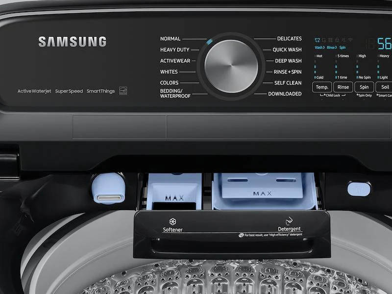 Samsung WA55CG7100AVUS 5.5 cu. ft. Extra-Large Capacity Smart Top Load Washer with Super Speed Wash in Brushed Black - Image 9