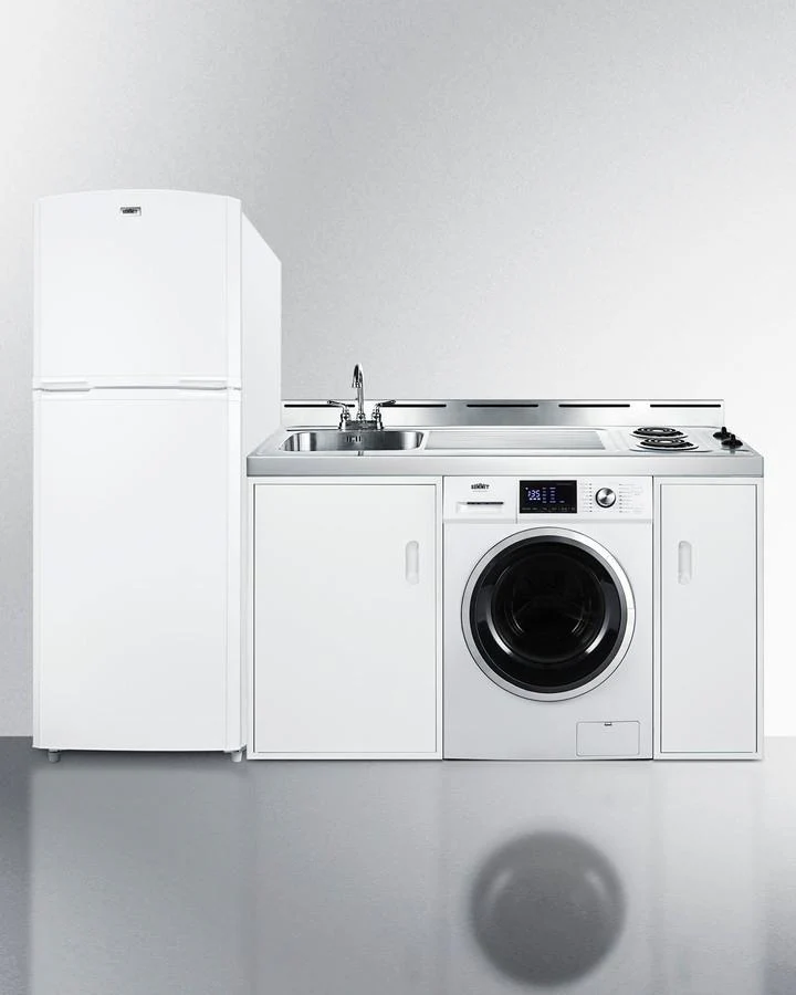 Summit ACKSPWD86 86" Wide All-in-one Kitchenette With Washer/dryer Combo