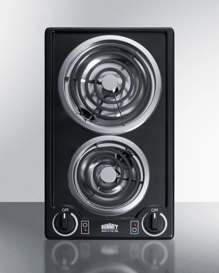 Summit CCE212BL 12" Wide 115v 2-burner Coil Cooktop
