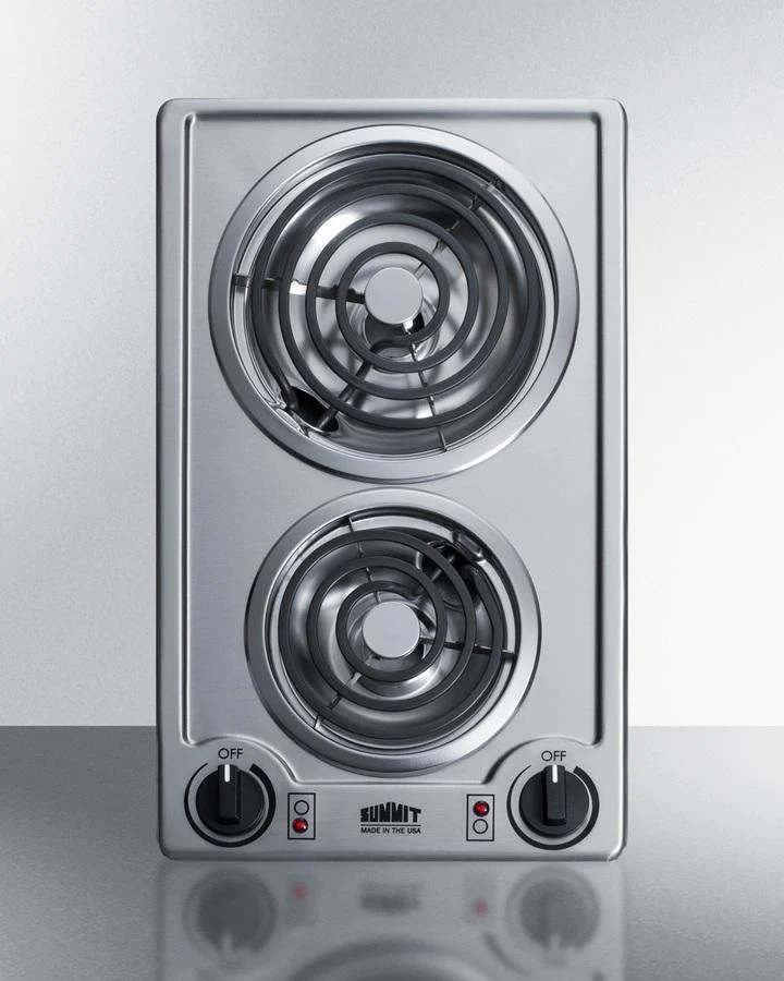 Summit CCE227SS 12" Wide 230v 2-burner Coil Cooktop
