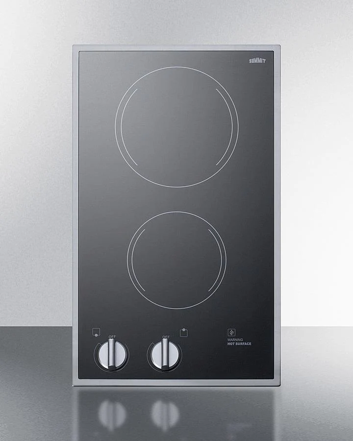 Summit CR2B22ST 12" Wide 220/240v 2-burner Radiant Cooktop