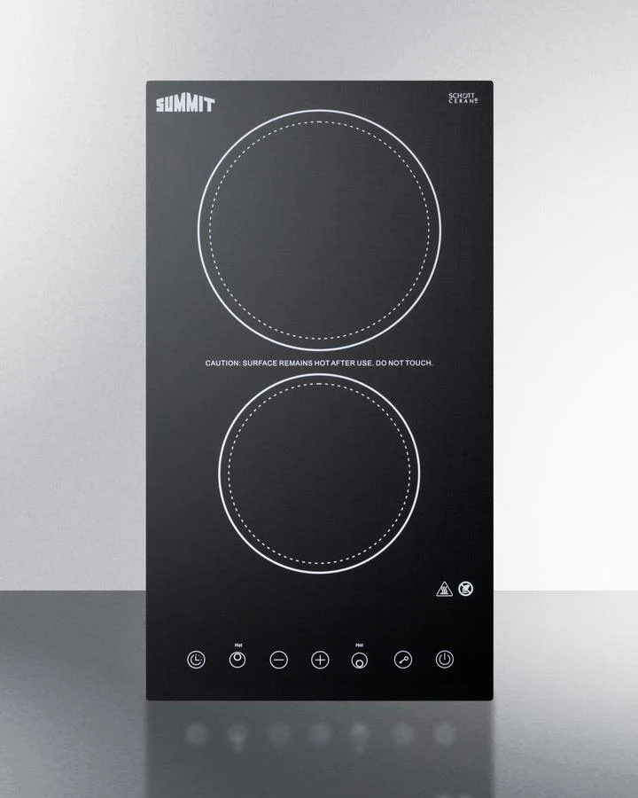 Summit CR2B23T3B 12" Wide 230v 2-burner Radiant Cooktop