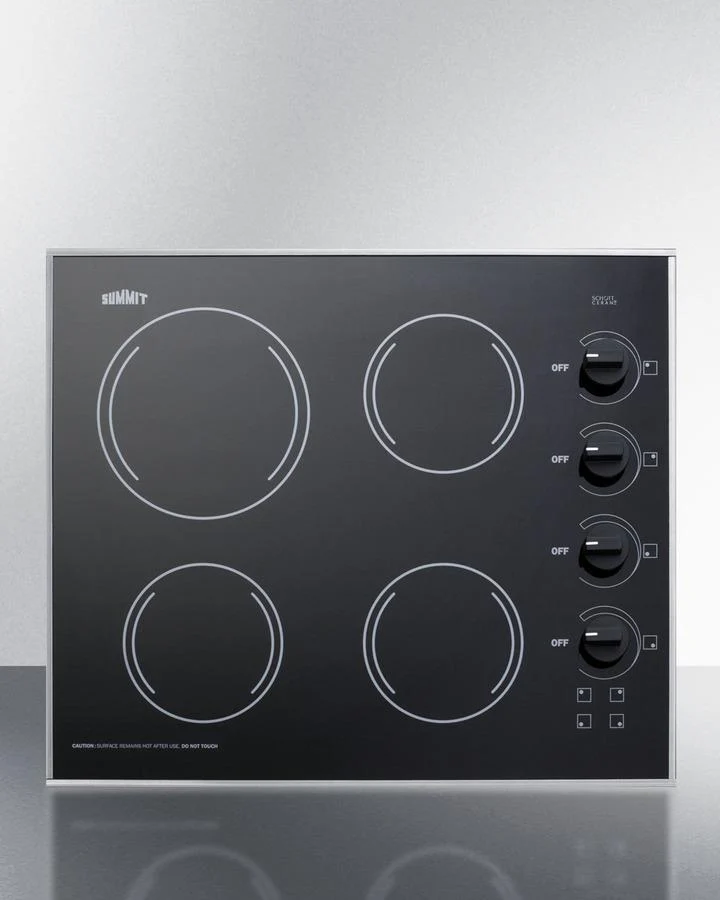 Summit CR425BL 24" Wide 230v 4-burner Radiant Cooktop