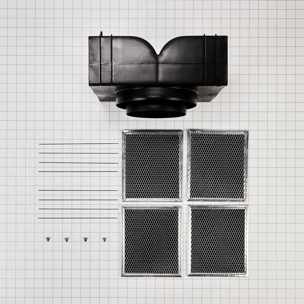 Whirlpool W11430922 Range Hood Island Recirculation Kit with 2 Charcoal Filters, 4 Clips, and a Deflector Damper - Silver - Image 5